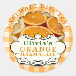 Handmade Oranje Marmalade Ronde Sticker