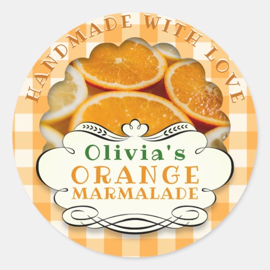 Handmade Oranje Marmalade Ronde Sticker (Voorkant)
