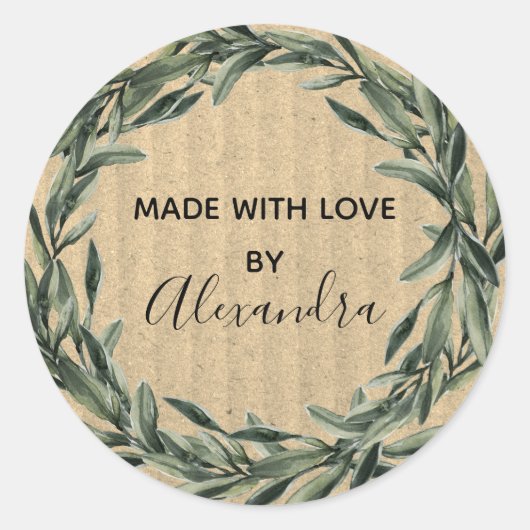 Handmade Product  Branch Trendy greenery Ronde Sticker (Voorkant)