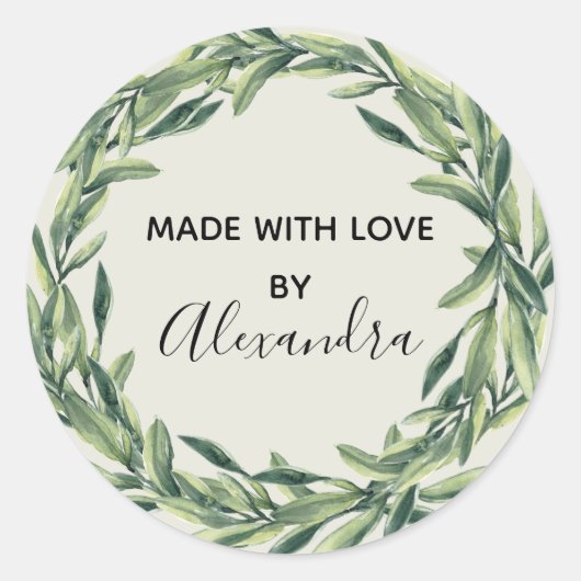 Handmade Product Branch Trendy Kraft Paper Ronde Sticker (Voorkant)