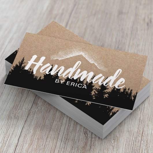 Handmade Products Mountain Logo Rustic Kraft Visitekaartje