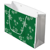 Handmade Snowflake Flurries - Bright Green & White Groot Cadeauzakje (Voorkant Gekanteld)
