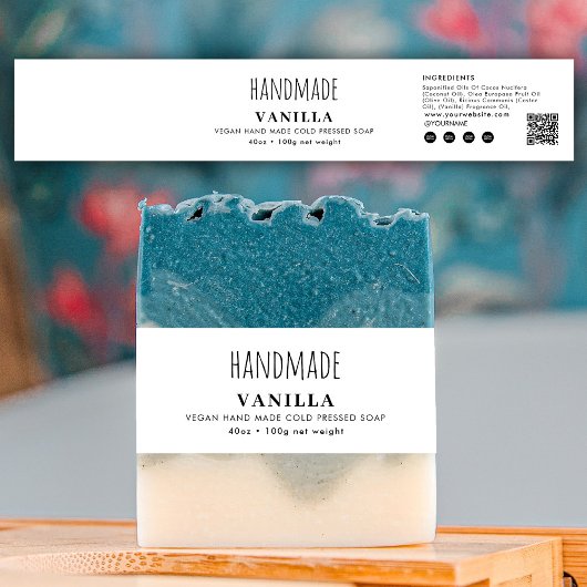 Handmade Soap Belly Band White Product Label Wrap Uitnodigingen Wikkel