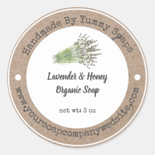 Handmade Soap Label Lavender on Faux Kraft Paper