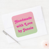 Handmade with Love beroemd gemaakt door Jouw naam Vierkante Sticker (Envelop)