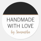Handmade with Love by Name Black Gold Ronde Sticker (Voorkant)
