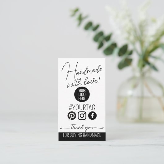 Handmade With Love Care Instructions Card Visitekaartje (Staand voorkant)