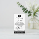 Handmade With Love Care Instructions Card Visitekaartje (Staand voorkant)