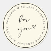 Handmade With Love Circle Sticker (Voorkant)