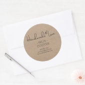 Handmade with Love Country Kraft Look Custom Ronde Sticker (Envelop)