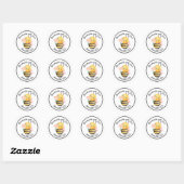 Handmade with Love. Cute Bee Personalized Ronde Sticker (Vel)