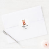 Handmade with Love Cute Fox Pup in a Red Scarf Ronde Sticker (Envelop)