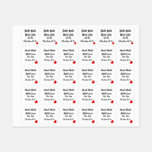 Handmade With Love For You Personalized Labels (Vel)