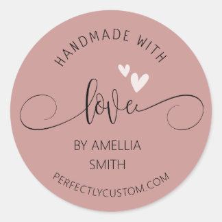 Handmade With Love naam URL Zakelijk Ronde Sticker