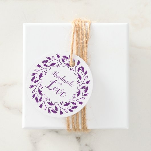 Handmade with Love Quote Design in Purple Bedankjes Labels (In situ)
