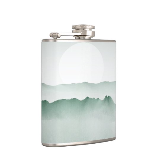 Handmatig gekleurd Waterverf berglandschap Heupfles (Rechts)