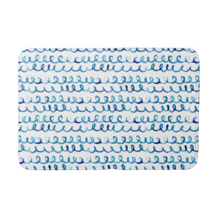 Handmatig geschilderd blauw Waterverf avy patroon Badmat