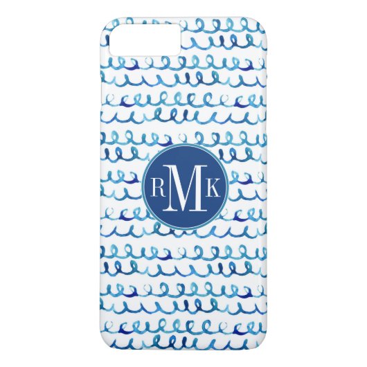 Handmatig geschilderd blauw Waterverf avy patroon Case-Mate iPhone Case (Achterkant)