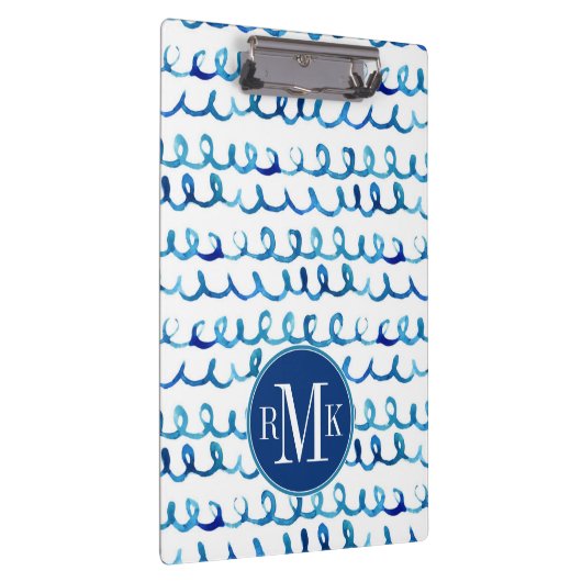 Handmatig geschilderd blauw Waterverf avy patroon Klembord (Rechts)