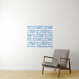 Handmatig geschilderd blauw Waterverf avy patroon Wandkleed