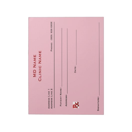 Handmatig voorgeschreven pad (groot - roze) notitieblok (Gedraaid)