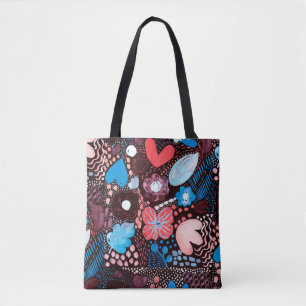 Handmatige Abstracte Waterverf Schets Doodle Fl Draagtas
