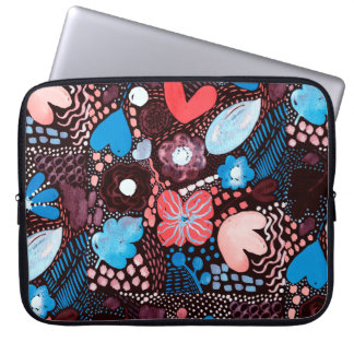 Handmatige Abstracte Waterverf Schets Doodle Fl Laptop Sleeve