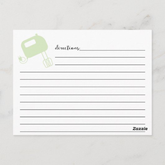 Handmatige briefing met groene bridal ShowerRecipe Briefkaart (Achterkant)