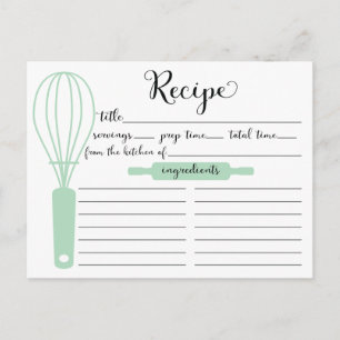  handmatige met een briefje Groene Whisk Recipcard Briefkaart