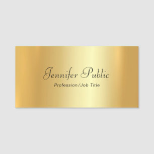 Handmatige Script Text Modern Elegant Gold Sjabloo Naamplaatje