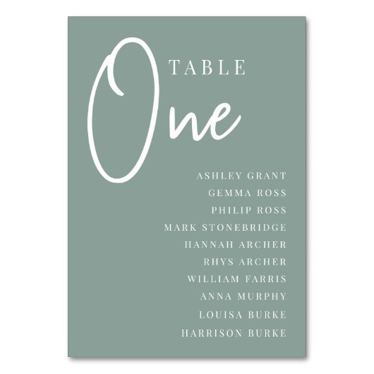 Handmatige Scripting Table ONE + gastnamen Kaart (Achterkant)