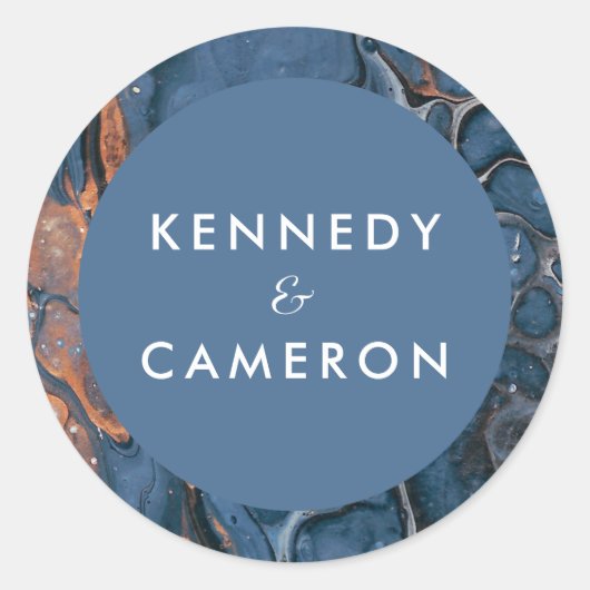 Handmatige Sticker met blauwe marmer (Voorkant)