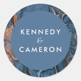 Handmatige Sticker met blauwe marmer