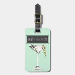 Handmatige Waterverf Olive Martini Cocktail Bagagelabel