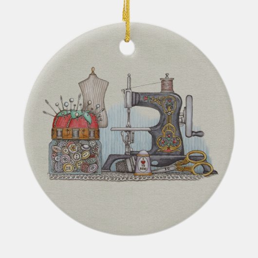 Handnaaimachine Keramisch Ornament (Achterkant)