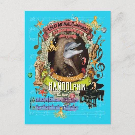 Handolphin Funny Dolphin Animal Composer Handel Briefkaart (Voorkant)