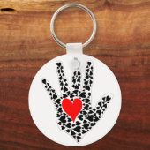 Handomtrek rode en zwarte harten sleutelhanger (Voorkant)