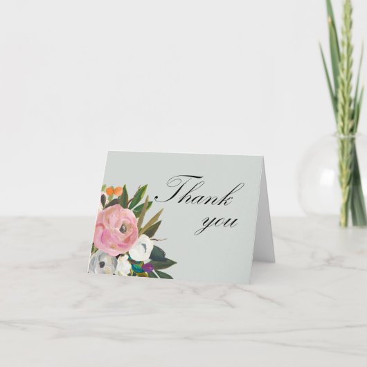 Handpainted Floral 60th Birthday Party Bedankkaart (Voorkant)