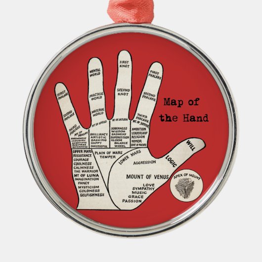 handpalmleespalmistry Hand Map Metalen Ornament (Voorkant)