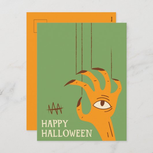  handpop Halloween Feestdagenkaart (Voorkant / Achterkant)