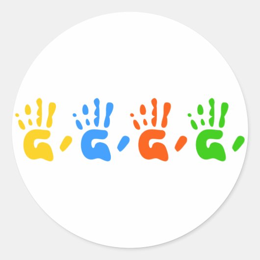 HandPrints Ronde Sticker (Voorkant)