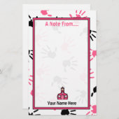 Handprints rose et noir de papeterie de professeur (Devant / Derrière)