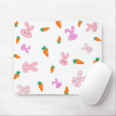 Handrawn Bunnies & Carrots Mousepad Muismat (Met muis)