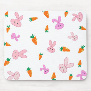 Handrawn Bunnies & Carrots Mousepad Muismat