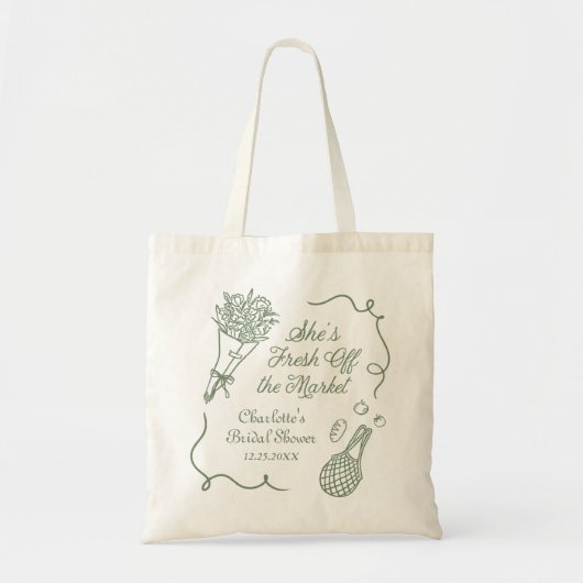 Handrawn Fresh From de Markt Bruiloft Feest Tote Bag (Voorkant)