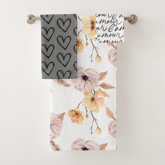 Handrawn Hearts, Gezegde en Quotes, Rozen Pattern Bad Handdoek (Insitu)