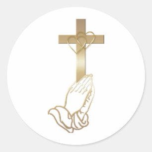 Hands bidden ronde sticker