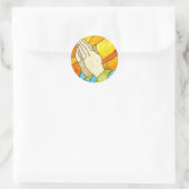 Hands bidden ronde sticker (Tas)