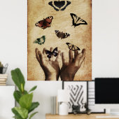 Hands Butterflies Artwork Poster (Thuiskantoor)