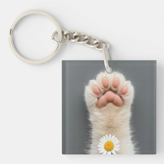 Hand's Cat met Bloem Sleutelhanger (Voorkant)